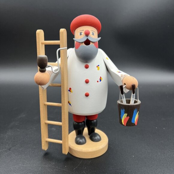 Erzgebirge Smoker Painter Maler Ladder 7" Karl Werner Germany Vintage Handmade - Picture 1 of 13